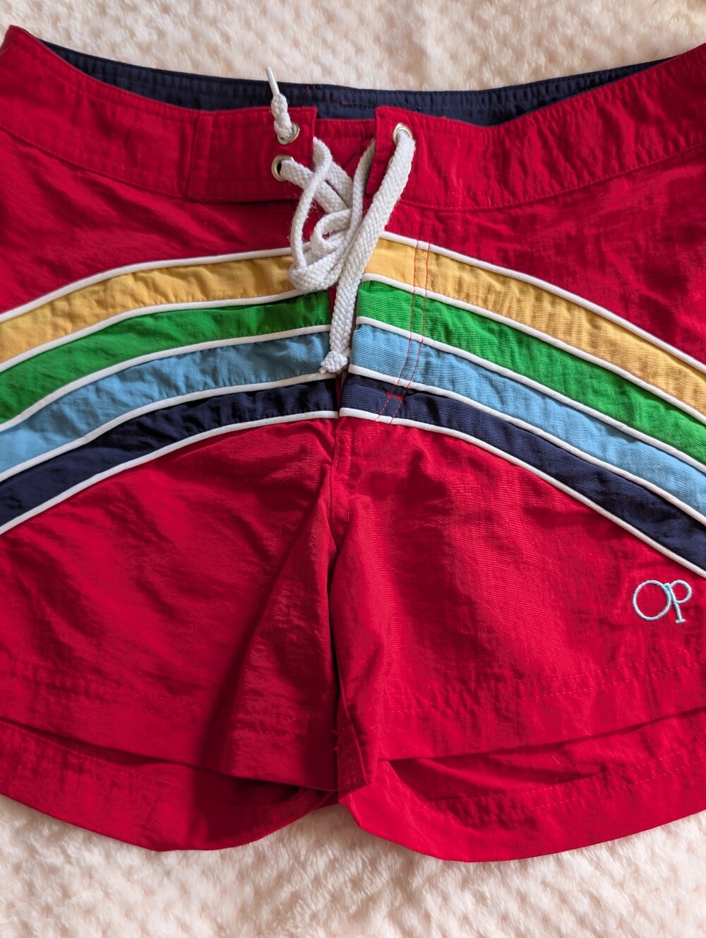Ocean Pacific Retro Rainbow Striped Shorts - Size 3 | Pristine Condition!